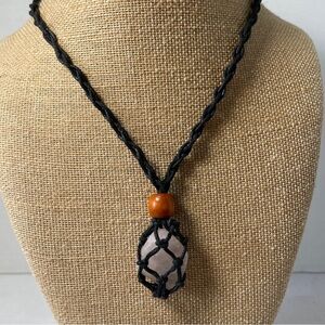 BOHO Style  CRYSTAL HOLDER NECKLACE  Black Braided Nylon Cord